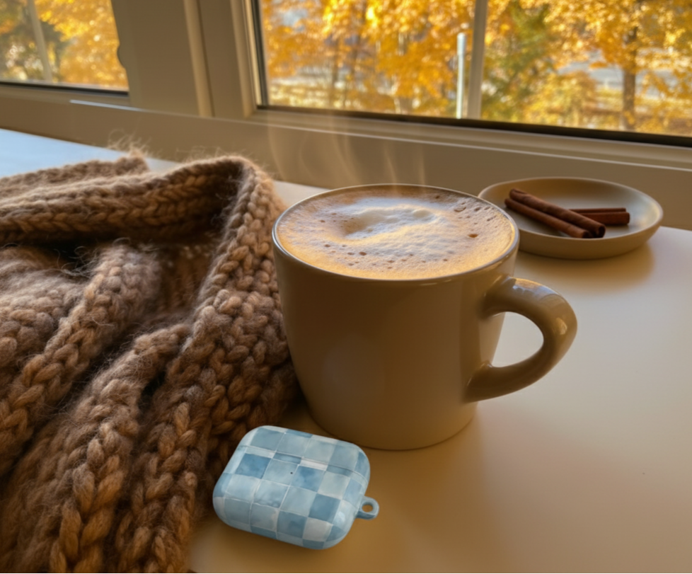 Light blue tiles Airpods case